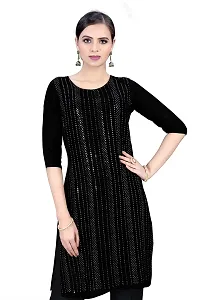 GRANTH IMPEX Designer Festival Rayon Sequence Work Kurti|BLACK|XXX-Large-thumb2