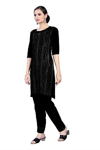 GRANTH IMPEX Designer Festival Rayon Sequence Work Kurti|BLACK|Small-thumb2