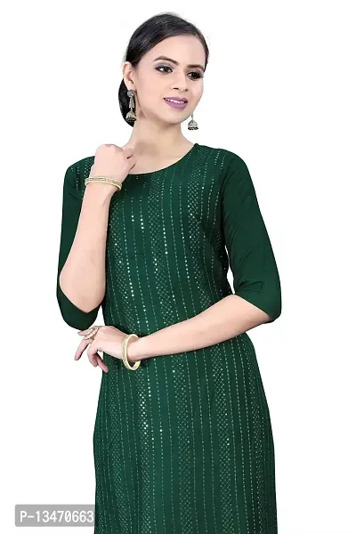 GRANTH IMPEX Designer Festival Rayon Sequence Work Kurti|GREEN|Large-thumb2