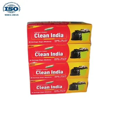 Clean India Black Garbage bag Medium Size combo | Pack of 4 Roll | 120 Bags | 19x21in | compostable | biodegradable | Suitable for Home Kitchen Toilet Office Dustbin
