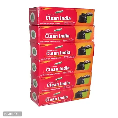 Clean India Black Garbage Bag Small | Pack of 6 Roll | (180 Bags) Size ( 17x19in) | Suitable for Home | Kitchen | Toilet | Office | Dustbin-thumb0