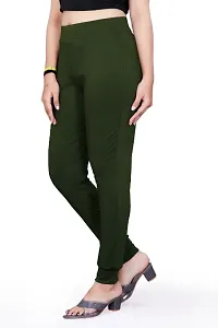 ZEEL'S MAHENDI GREEN  Colored ankle Length Stretchable Striped Jeggings  LOOSER  for Girls Women (MAHENDI GREEN )-thumb3