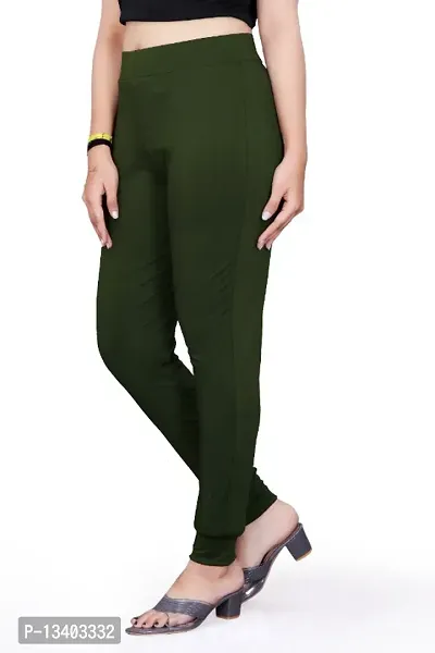 ZEEL'S MAHENDI GREEN  Colored ankle Length Stretchable Striped Jeggings  LOOSER  for Girls Women (MAHENDI GREEN )-thumb4