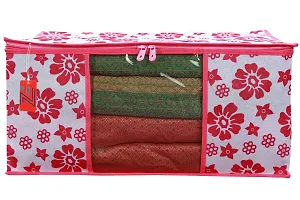 6 Piece Non Woven Fabric Saree Cover Set with Transparent Window, Extra Large, (Pink)-thumb1