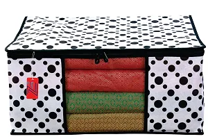 Design 6 Piece Non Woven Fabric Saree Cover/Clothes Organiser for Wardrobe Set with Transparent Window, Extra Large,(Red  Black)-thumb4