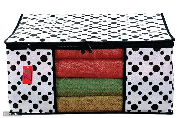 Design 6 Piece Non Woven Fabric Saree Cover/Clothes Organiser for Wardrobe Set with Transparent Window, Extra Large,(Red  Black)-thumb5