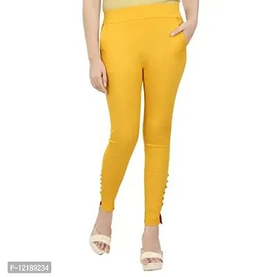 SOUNIK FASHION SDS Cotton Lycra Blend Secret Pants Yellow Casual Trouser with 2 Pockets-thumb0