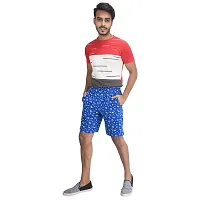 SDS Fashion Mens Soft Cotton Royal Blue Printed Shorts with 2 Pockets, Left Pocket with Chain, Elastic Waist Half Pants-thumb4