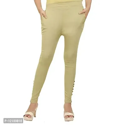 SOUNIK FASHION SDS Cotton Lycra Blend Secret Pants Cream Casual Trouser with 2 Pockets-thumb0