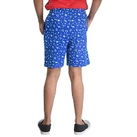 SDS Fashion Mens Soft Cotton Royal Blue Printed Shorts with 2 Pockets, Left Pocket with Chain, Elastic Waist Half Pants-thumb1