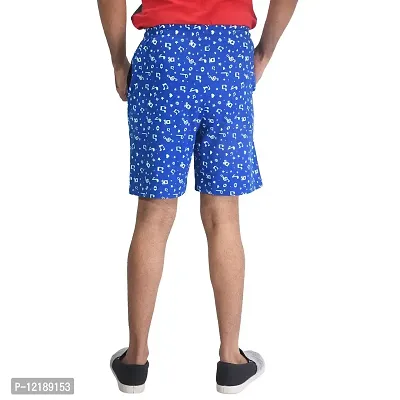 SDS Fashion Mens Soft Cotton Royal Blue Printed Shorts with 2 Pockets, Left Pocket with Chain, Elastic Waist Half Pants-thumb2