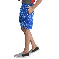 SDS Fashion Mens Soft Cotton Royal Blue Printed Shorts with 2 Pockets, Left Pocket with Chain, Elastic Waist Half Pants-thumb2