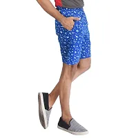 SDS Fashion Mens Soft Cotton Royal Blue Printed Shorts with 2 Pockets, Left Pocket with Chain, Elastic Waist Half Pants-thumb3
