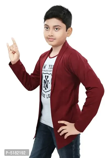 Boy's Full Sleeve Cotton white Printed T-Shirt with Black Jacket Shrug Look Smart and Comfortable for any Casual and Festive Purpose-thumb3