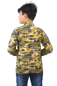 Boy's Full Sleeve Cotton white Printed T-Shirt with yellow Jacket-thumb1