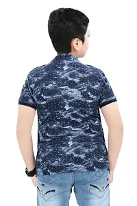 SDS Fashion Boy's half Sleeve Cotton printed Round Neck T-Shirt with blue printed Jacket Shrug-thumb1