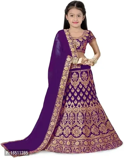 Kids Lehenga Choli Duptta Set-thumb0