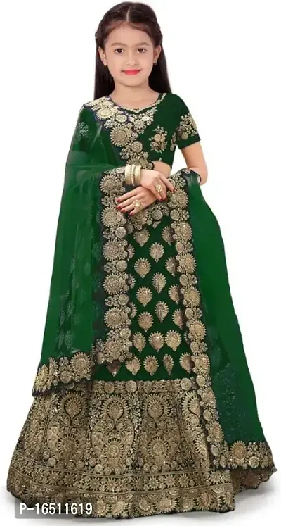 Kids Lehenga Choli Duptta Set-thumb0