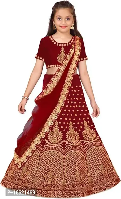 Kids Lehenga Choli Duptta Set-thumb0