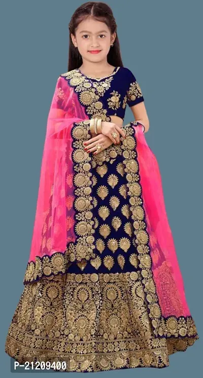 Kids Lehenga Choli Duptta Set-thumb0