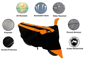 GUBBINS Semi Waterproof Motorcycle Cover Compatible with Yamaha FZ-S All Weather Dustproof Cover (Orange)-thumb1