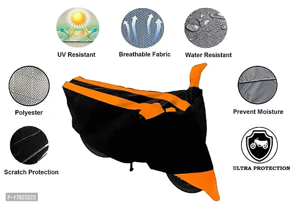 GUBBINS Semi Waterproof Motorcycle Cover Compatible with Yamaha FZ-S All Weather Dustproof Cover (Orange)-thumb2