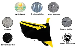 GUBBINS Semi Waterproof Motorcycle Cover Compatible with Bajaj Pulsar 150 All Weather Dustproof Cover (Yellow)-thumb1