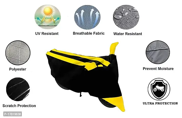 GUBBINS Semi Waterproof Motorcycle Cover Compatible with Bajaj Pulsar 150 All Weather Dustproof Cover (Yellow)-thumb2