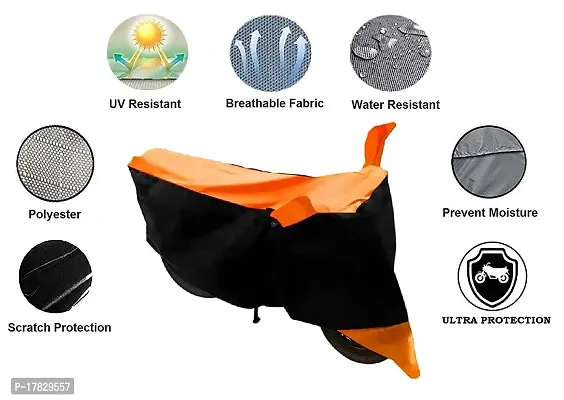 GUBBINS Two Wheeler Bike Cover Compatible with TVS Apache RTR 160 Water Resistant UV Protection Cover (Orange)-thumb3