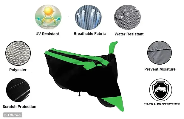 GUBBINS Semi Waterproof Motorcycle Cover Compatible with TVS Scooty Streak All Weather Dustproof Cover (Green)-thumb2