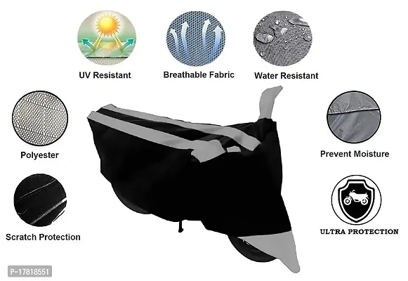 GUBBINS Semi Waterproof Motorcycle Cover Compatible with TVS Scooty Pep+ All Weather Dustproof Cover (Grey)-thumb2