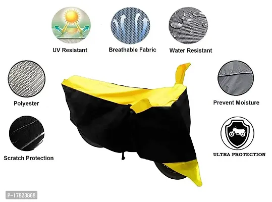 GUBBINS Two Wheeler Bike Cover - Dustproof and UV Resistant Bike Cover Compatible with Yamaha R15 V3 Water Resistant Cover - Easy Installation (Yellow Stripe)-thumb3