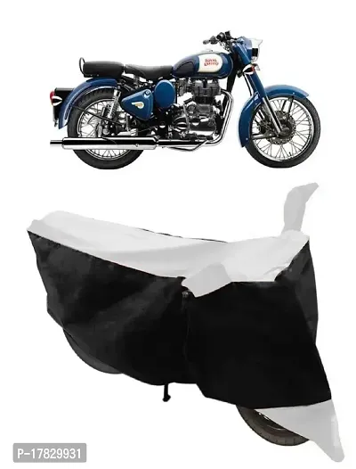 GUBBINS Two Wheeler Bike Cover Compatible with Royal Enfield Bullet 350 Water Resistant UV Protection Cover (White)