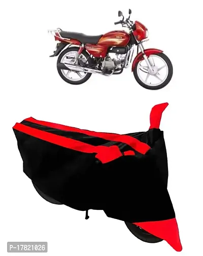 GUBBINS Semi Waterproof Motorcycle Cover Compatible with Hero Splendor All Weather Dustproof Cover (Red)