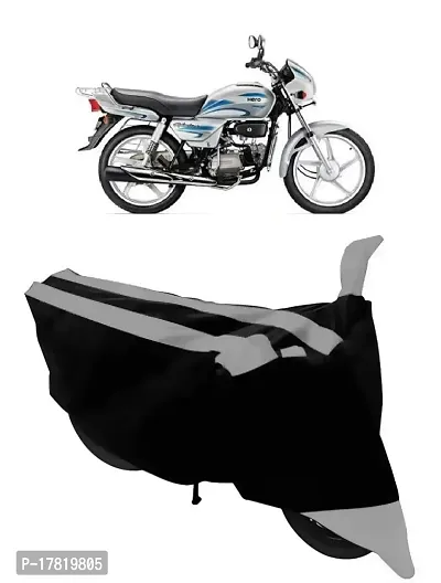 GUBBINS Semi Waterproof Motorcycle Cover Compatible with Hero Splendor Plus All Weather Dustproof Cover (Grey)-thumb0