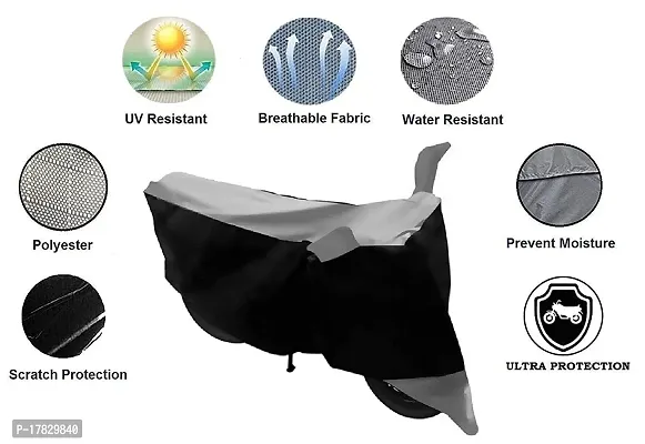 GUBBINS Two Wheeler Bike Cover Compatible with Hero Super Splendor Water Resistant UV Protection Cover (Grey)-thumb3