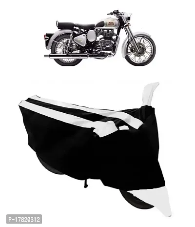 GUBBINS Semi Waterproof Motorcycle Cover Compatible with Royal Enfield Classic 350 All Weather Dustproof Cover (White)