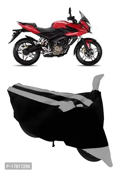 GUBBINS Semi Waterproof Motorcycle Cover Compatible with Bajaj Pulsar AS 150 All Weather Dustproof Cover (Grey)-thumb0