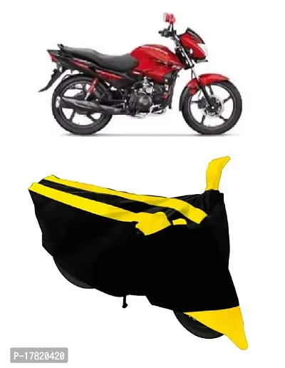 GUBBINS Semi Waterproof Motorcycle Cover Compatible with Hero Glamour FI All Weather Dustproof Cover (Yellow)-thumb0