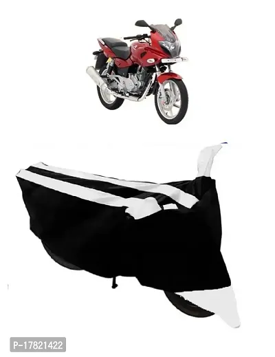 GUBBINS Semi Waterproof Motorcycle Cover Compatible with Bajaj Pulsar 220 DTS-i All Weather Dustproof Cover (White)