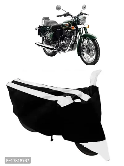 GUBBINS Semi Waterproof Motorcycle Cover Compatible with Royal Enfield Bullet 500 All Weather Dustproof Cover (White)-thumb0