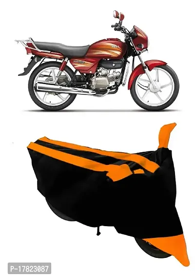 GUBBINS Semi Waterproof Motorcycle Cover Compatible with Hero Splendor Pro All Weather Dustproof Cover (Orange)