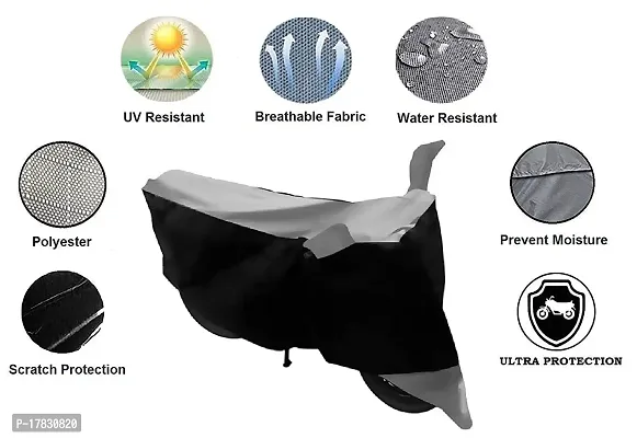 GUBBINS Two Wheeler Bike Cover Compatible with Royal Enfield Bullet 500 Water Resistant UV Protection Cover (Grey)-thumb3