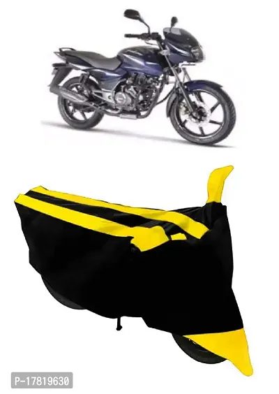 GUBBINS Semi Waterproof Motorcycle Cover Compatible with Bajaj Pulsar 150 All Weather Dustproof Cover (Yellow)-thumb0