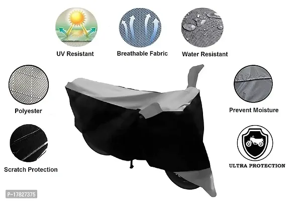 GUBBINS Two Wheeler Bike Cover Compatible with TVS Heavy Duty Super XL Water Resistant UV Protection Cover (Grey)-thumb3