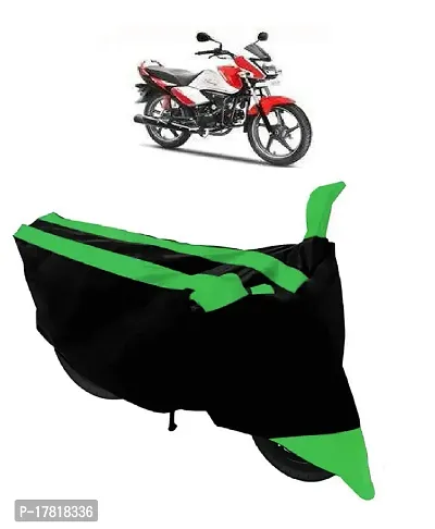 GUBBINS Semi Waterproof Motorcycle Cover Compatible with Hero Splendor I Smart All Weather Dustproof Cover (Green)-thumb0