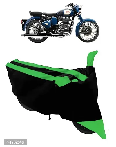 GUBBINS Semi Waterproof Motorcycle Cover Compatible with Royal Enfield Bullet 350 All Weather Dustproof Cover (Green)