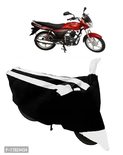 GUBBINS Semi Waterproof Motorcycle Cover Compatible with Bajaj Platina All Weather Dustproof Cover (White)