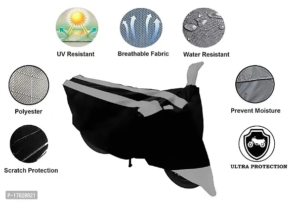 GUBBINS Semi Waterproof Motorcycle Cover Compatible with Hero Splendor All Weather Dustproof Cover (Grey)-thumb2