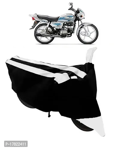 GUBBINS Semi Waterproof Motorcycle Cover Compatible with Hero Splendor Plus All Weather Dustproof Cover (White)